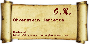Ohrenstein Marietta névjegykártya